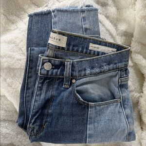 PacSun Women's Light and Dark Blue Straight Leg Jeans